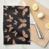 Monarch Butterflies op Black Theedoek (Quarter Fold)