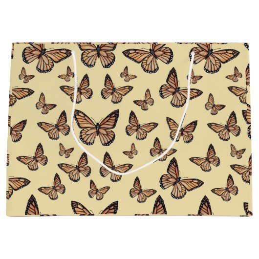 Monarch Butterflies op Geel Groot Cadeauzakje (Voorkant)