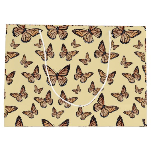 Monarch Butterflies op Geel Groot Cadeauzakje (Achterkant)