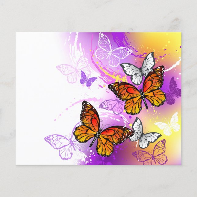 Monarch Butterflies op Paarse achtergrond (Voorkant)