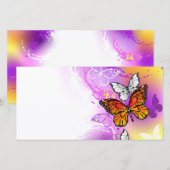 Monarch Butterflies op Paarse achtergrond Aankondiging (Voorkant / Achterkant)