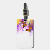 Monarch Butterflies op Paarse achtergrond Bagagelabel (Voorkant verticaal)