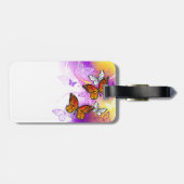 Monarch Butterflies op Paarse achtergrond Bagagelabel (Achterkant horizontaal)