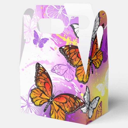Monarch Butterflies op Paarse achtergrond Bedankdoosjes (Geopend)
