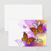 Monarch Butterflies op Paarse achtergrond Bedankkaart (Voorkant / Achterkant)