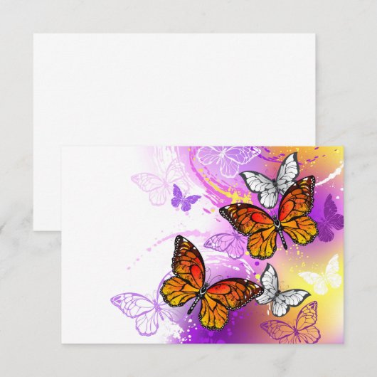 Monarch Butterflies op Paarse achtergrond Bedankkaart (Voorkant / Achterkant)