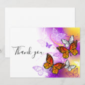 Monarch Butterflies op Paarse achtergrond Bedankkaart (Voorkant / Achterkant)