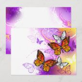 Monarch Butterflies op Paarse achtergrond Bedankkaart (Voorkant / Achterkant)