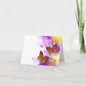 Monarch Butterflies op Paarse achtergrond Bedankkaart (Voorkant)