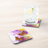 Monarch Butterflies op Paarse achtergrond Bier Onderzetter (Rechterzijde)