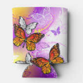 Monarch Butterflies op Paarse achtergrond Blikjeskoeler (Achterkant)