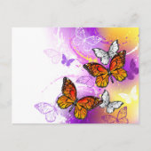 Monarch Butterflies op Paarse achtergrond Briefkaart (Voorkant)