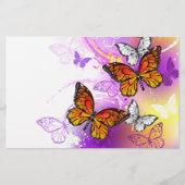 Monarch Butterflies op Paarse achtergrond Briefpapier (Voorkant)