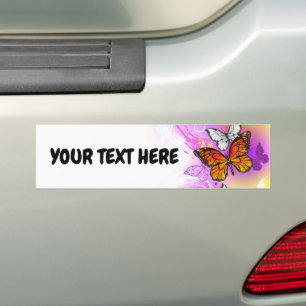 Monarch Butterflies op Paarse achtergrond Bumpersticker