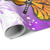 Monarch Butterflies op Paarse achtergrond Cadeaupapier (Rol Hoek)
