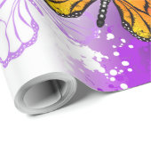 Monarch Butterflies op Paarse achtergrond Cadeaupapier (Rol Hoek)