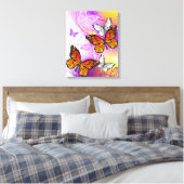 Monarch Butterflies op Paarse achtergrond Canvas Afdruk (Insitu (Slaapkamer))