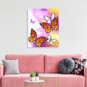 Monarch Butterflies op Paarse achtergrond Canvas Afdruk (Insitu (Woonkamer))