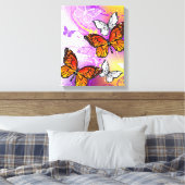 Monarch Butterflies op Paarse achtergrond Canvas Afdruk (Insitu (Slaapkamer))