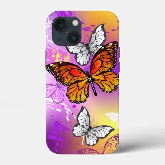Monarch Butterflies op Paarse achtergrond Case-Mate iPhone Case (Achterkant)