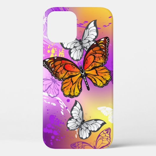Monarch Butterflies op Paarse achtergrond Case-Mate iPhone Case (Achterkant)
