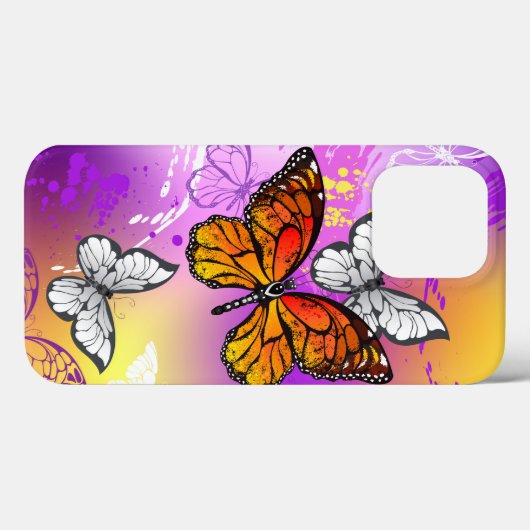 Monarch Butterflies op Paarse achtergrond Case-Mate iPhone Case (Achterkant (horizontaal))