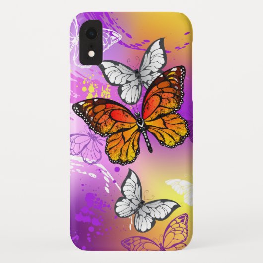 Monarch Butterflies op Paarse achtergrond Case-Mate iPhone Case (Achterkant)