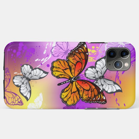 Monarch Butterflies op Paarse achtergrond Case-Mate iPhone Case (Achterkant (horizontaal))