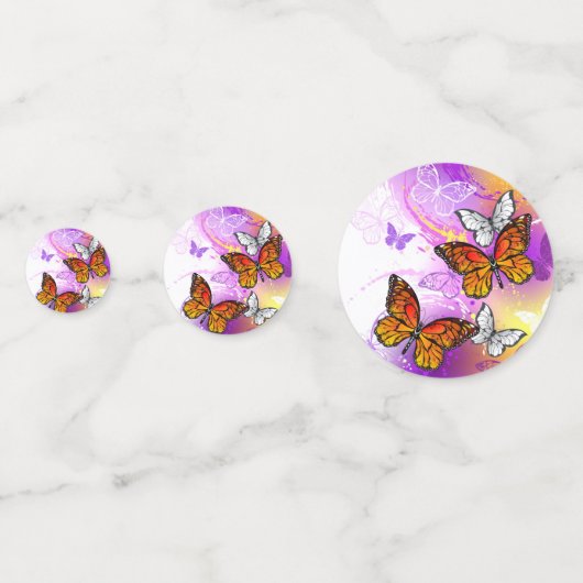 Monarch Butterflies op Paarse achtergrond Confetti (Voorkanten)