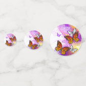 Monarch Butterflies op Paarse achtergrond Confetti (Achterkanten)