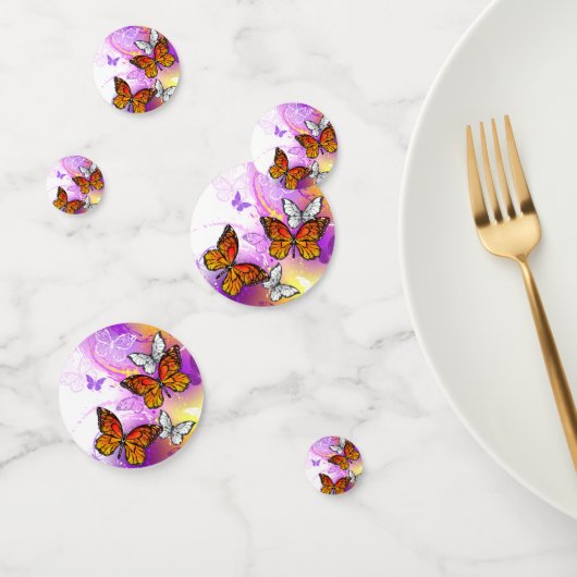 Monarch Butterflies op Paarse achtergrond Confetti (Groep)