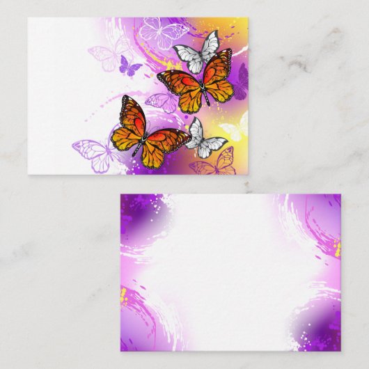 Monarch Butterflies op Paarse achtergrond Contactkaartje (Voorkant / Achterkant)