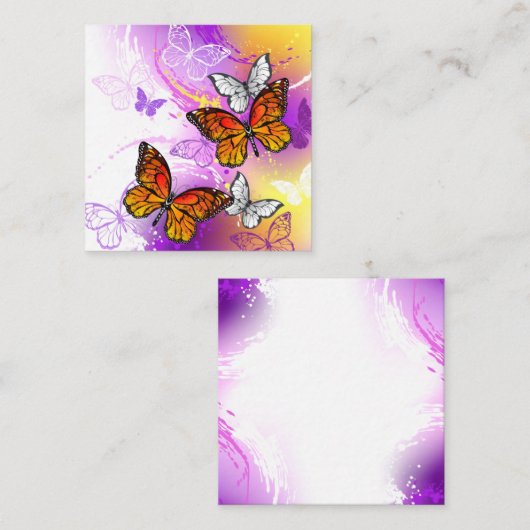 Monarch Butterflies op Paarse achtergrond Contactkaartje (Voorkant / Achterkant)