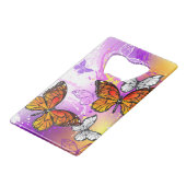 Monarch Butterflies op Paarse achtergrond Creditkaart Flessenopener (Achterkant Gekanteld)