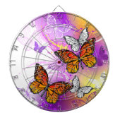 Monarch Butterflies op Paarse achtergrond Dartbord (Voorkant)
