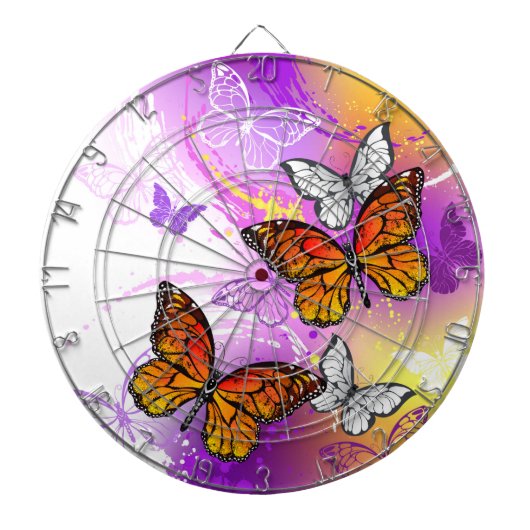 Monarch Butterflies op Paarse achtergrond Dartbord (Voorkant)