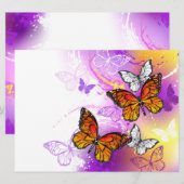Monarch Butterflies op Paarse achtergrond Feestdagenkaart (Voorkant / Achterkant)