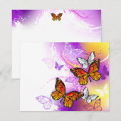 Monarch Butterflies op Paarse achtergrond Feestdagenkaart (Voorkant / Achterkant)