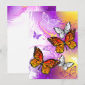 Monarch Butterflies op Paarse achtergrond Feestdagenkaart (Voorkant / Achterkant)