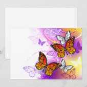 Monarch Butterflies op Paarse achtergrond Feestdagenkaart (Voorkant / Achterkant)