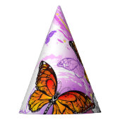 Monarch Butterflies op Paarse achtergrond Feesthoedjes (Voorkant)