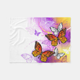Monarch Butterflies op Paarse achtergrond Fleece Deken