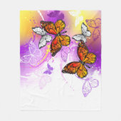 Monarch Butterflies op Paarse achtergrond Fleece Deken (Voorkant)