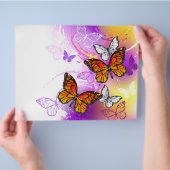 Monarch Butterflies op Paarse achtergrond Flyer (Hand)