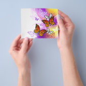 Monarch Butterflies op Paarse achtergrond Flyer (Hand)