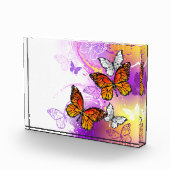 Monarch Butterflies op Paarse achtergrond Fotoblokken (Rechts)