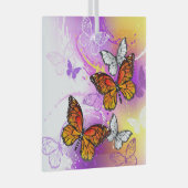 Monarch Butterflies op Paarse achtergrond Glas Ornament (Voorkant Rechts)