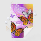 Monarch Butterflies op Paarse achtergrond Golfhanddoek (Insitu)