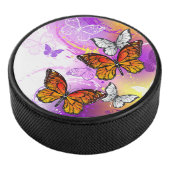 Monarch Butterflies op Paarse achtergrond Hockey Puck (3/4)
