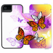 Monarch Butterflies op Paarse achtergrond Incipio iPhone Portemonnee Hoesje (Agenda Open)